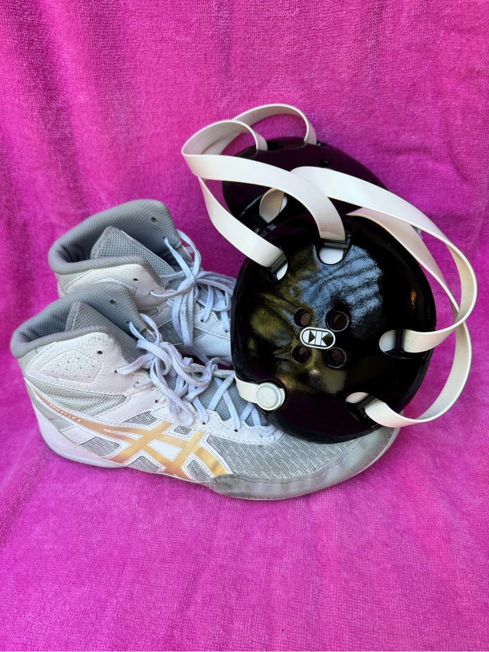 ASICS Matflex 6 Wrestling Shoes Men’s Size 11 + Cliff Keen Headgear EUC